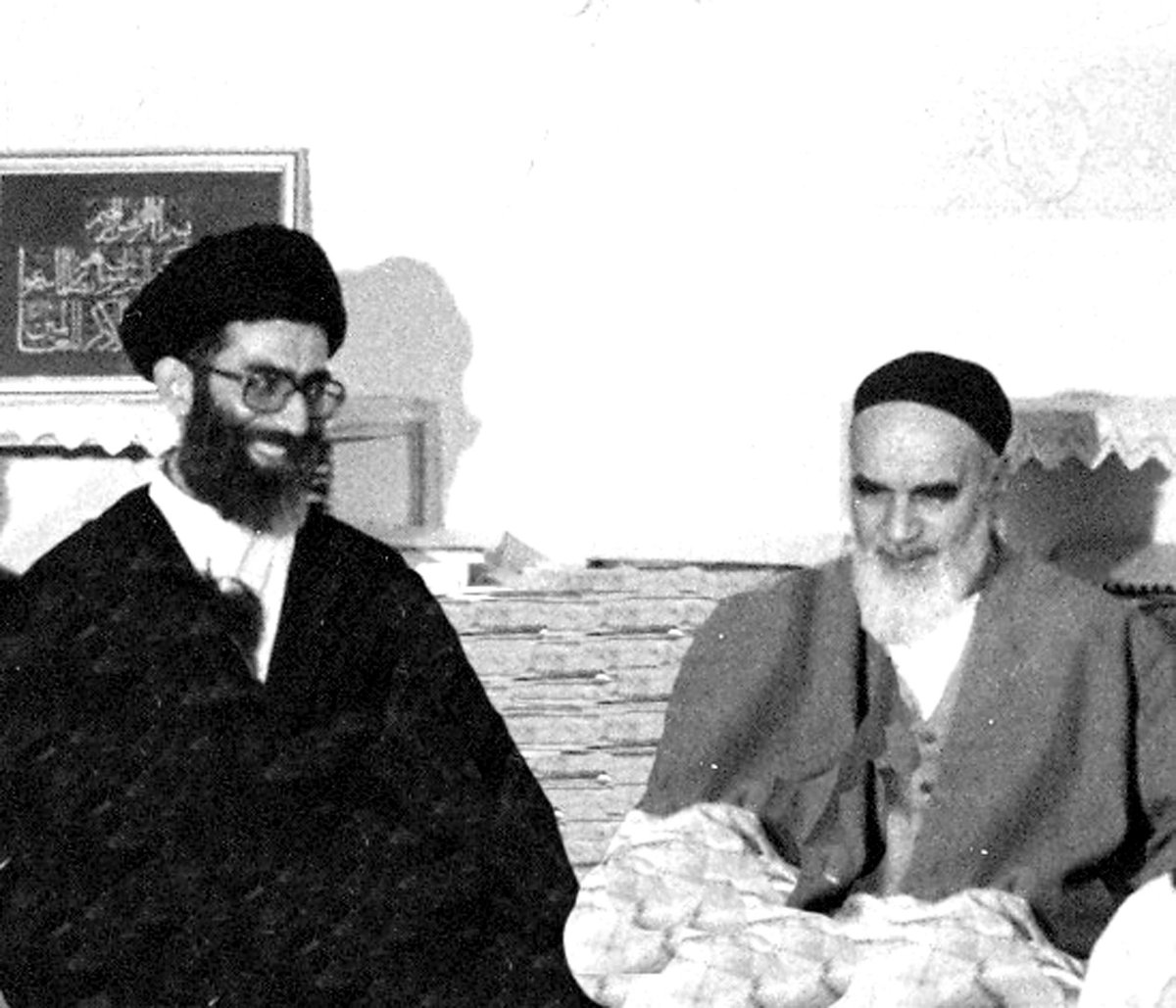 mhchroniclesx's tweet photo. Ruhollah Musavi Khomeini with his successor Ali Hosseini Khamenei, 13 August 1986

Ali Khamenei succeeded Ruhollah Khomeini as the new supreme leader of Iran in 1989.

On June 4, 1989, Iran held an election to elect its second Supreme Leader after the death of Ruhollah Khomeini. Ali Khamenei emerged victorious, securing 60 votes out of 74 cast by the Assembly of Experts.

Ruhollah Khomeini was leader of  the Iranian Revolution of 1979, which overthrew Mohammad Reza Shah Pahlavi of the Pahlavi dynasty. As a result in 1979, he founded the Islamic Republic of Iran and became its first supreme leader.