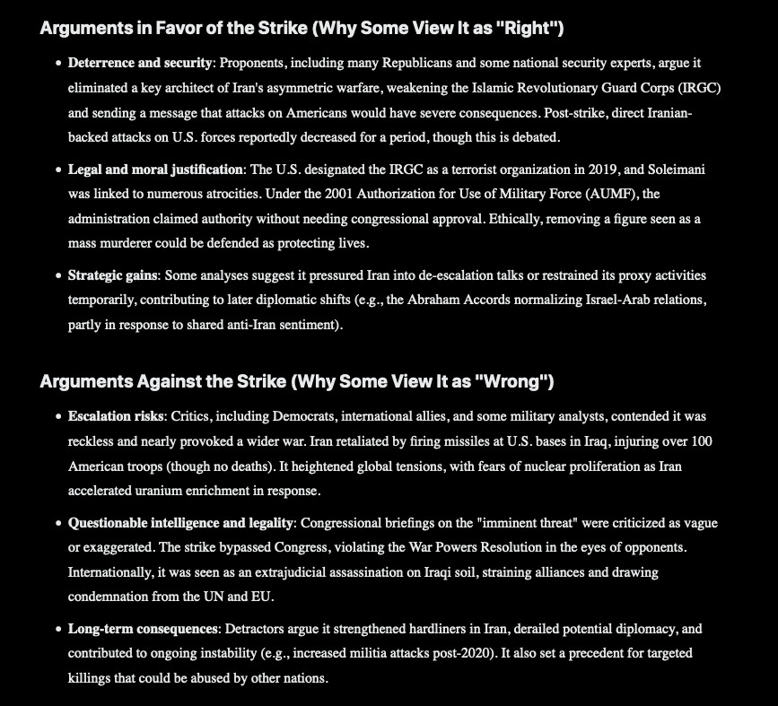 ValdeCuriosus's tweet photo. @elonmusk It all depends how you ask the question.

#Grok #AI #Iran #AIprompting #prompting #politics #geopolitics #war #Israel #Israelistrikes #MiddleEast #Trump #ElonMusk #OpenAI #Anthropic #weaponsofmassdestruction #weapons https://t.co/NfAMWnnjzu