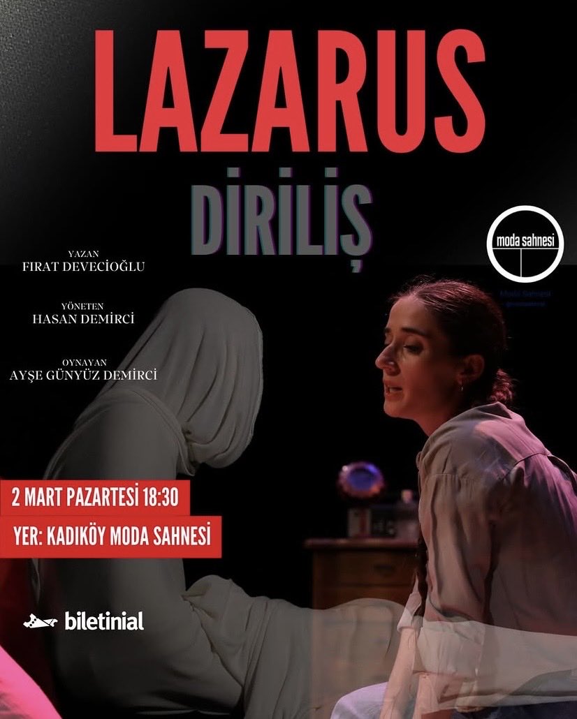 house_think's tweet photo. Lazarus yepyeni karakteri ile 2 Mart’ta Kadıköy Moda Sahnesi’nde 🎭

‘LAZARUS-Diriliş’ Tiyatro Oyunu
🗓️2 Mart Pazartesi, 18.30

Biletler Biletinial ‘da.

“Usulüne göre gömülmeyen her şey sonradan hortlar.” – Lacan

@modasahnesi https://t.co/XMPDTikAuF