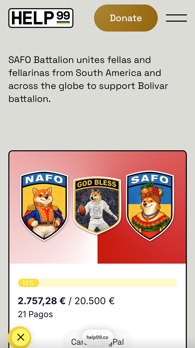 ¡Que Dios los Bendiga! 
El Batallón Bolívar agradecemos de corazón a todos los que están apoyando. Gracias a la iniciativa SAFO Battalion de los NAFO con la <a href="/69thSB/">NAFO 69th Sniffing Brigade</a> estamos demostrando que sinergia en defensa de los ideales de Libertad se logra en Unión.🇺🇦 help99.co/patches/safo-b…