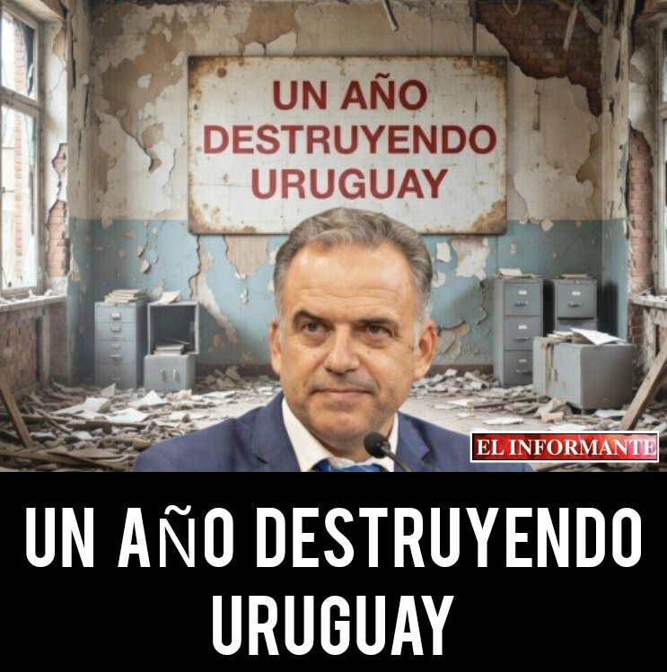🔴 𝗨𝗡 𝗔𝗡̃𝗢 𝗗𝗘𝗦𝗧𝗥𝗨𝗬𝗘𝗡𝗗𝗢 𝗨𝗥𝗨𝗚𝗨𝗔𝗬 

▶️ En un año aumentaron los homicidios, los hurtos, y las rapiñas. Bajaron los salarios y la jubilaciones. Cerraron miles de empresas. Es un gobierno antiuruguayo que está destruyendo el país. 

Una peste.