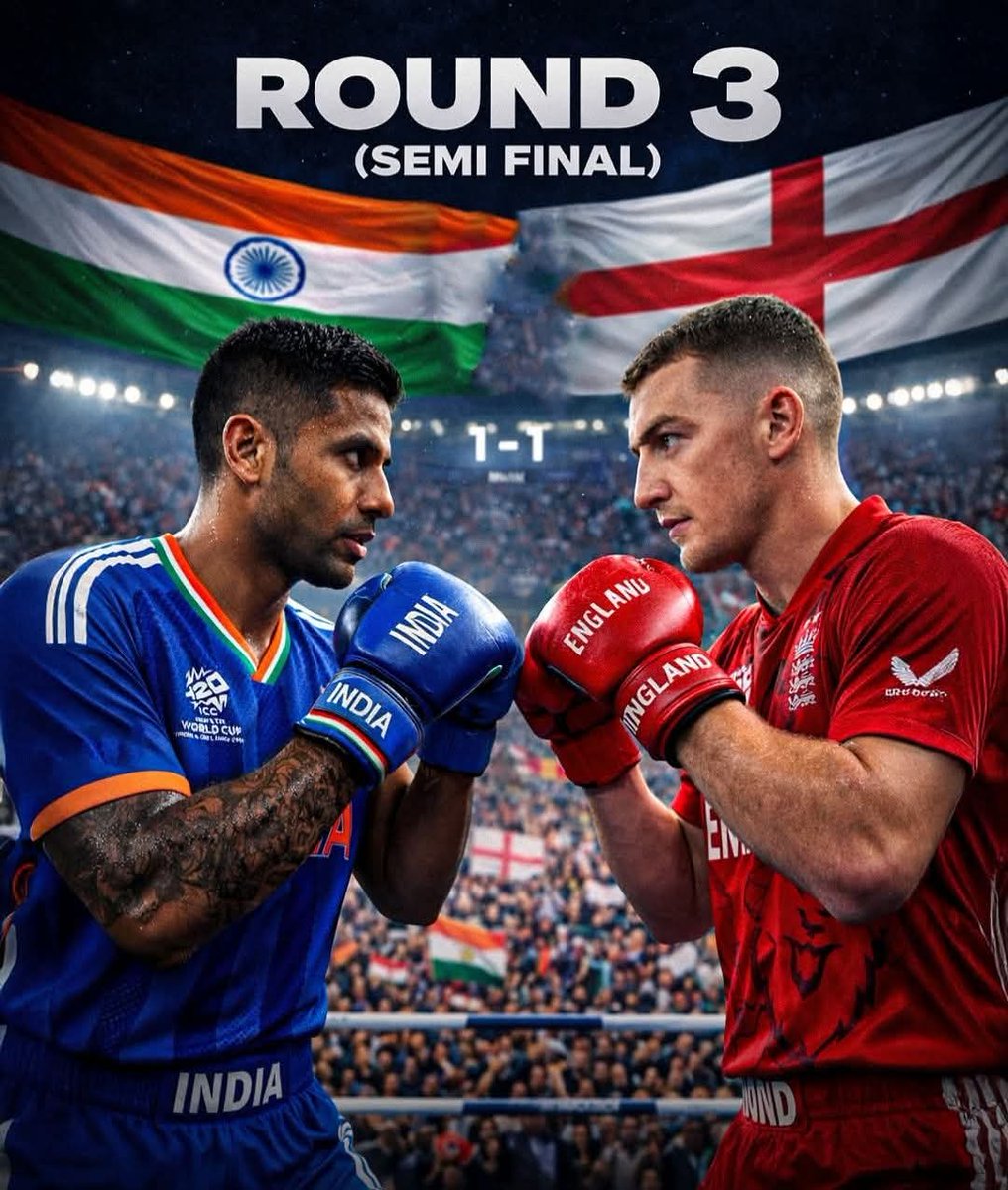 MYINDIA9587's tweet photo. 𝐅𝐨𝐫 𝐭𝐡𝐞 𝐭𝐡𝐢𝐫𝐝 𝐬𝐞𝐦𝐢-𝐟𝐢𝐧𝐚𝐥 𝐢𝐧 𝐚 𝐫𝐨𝐰, 𝐢𝐭’𝐬 𝐈𝐧𝐝𝐢𝐚 𝐯𝐬 𝐄𝐧𝐠𝐥𝐚𝐧𝐝. 🇮🇳🥊🏴󠁧󠁢󠁥󠁮󠁧󠁿

England prevail in 2022. India respond in 2024. Now comes another high-stakes chapter. 🏆🏟️

Who rises this time and books a place in the final? 🎟️

#INDvENG #Wankhede https://t.co/EvqJl2QkXD