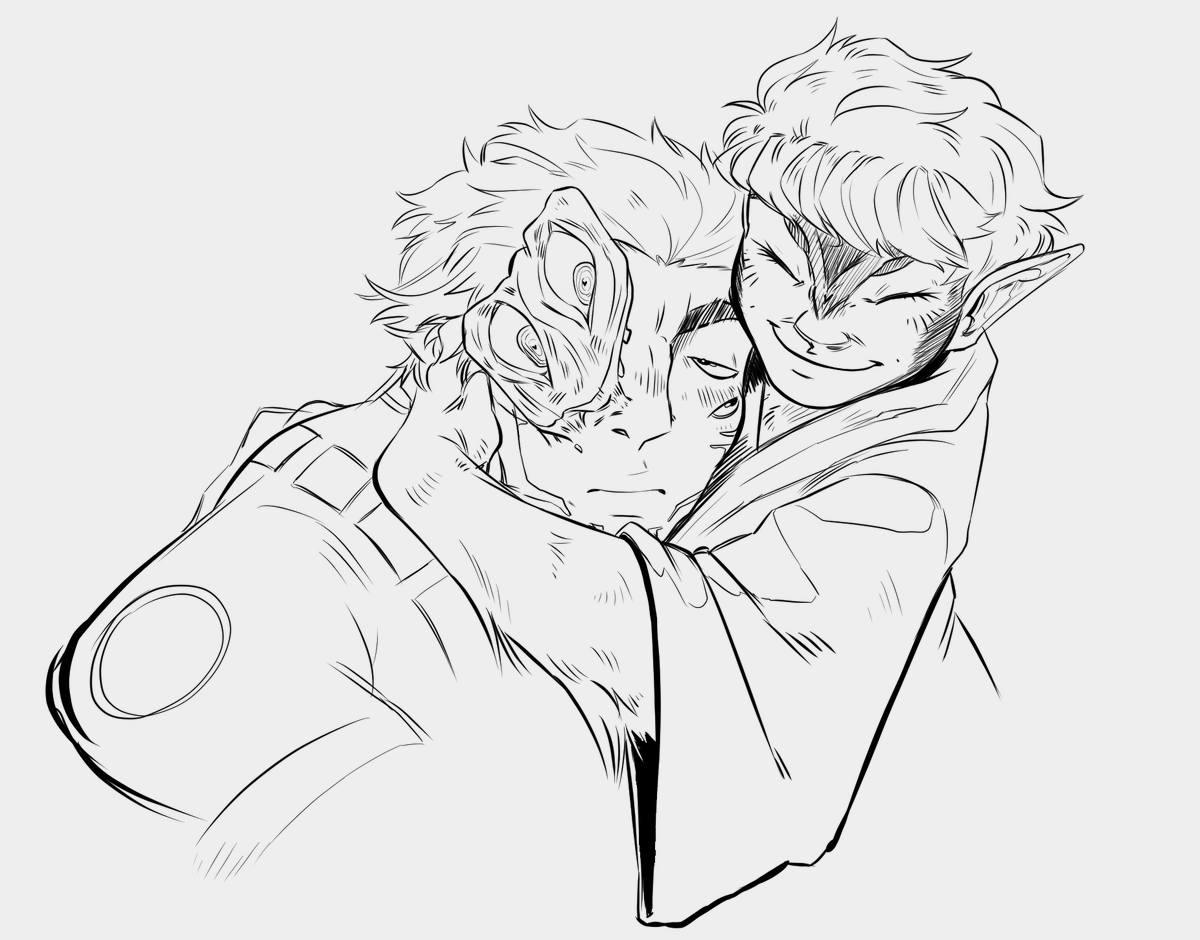 found a reference that was too cute not to draw them together! tysm for letting me draw her! <a href="/crimson_claws_/">allie is busy</a>