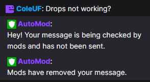Drops aren't working on the EA ePrem stream and they're censoring messages. 🙈