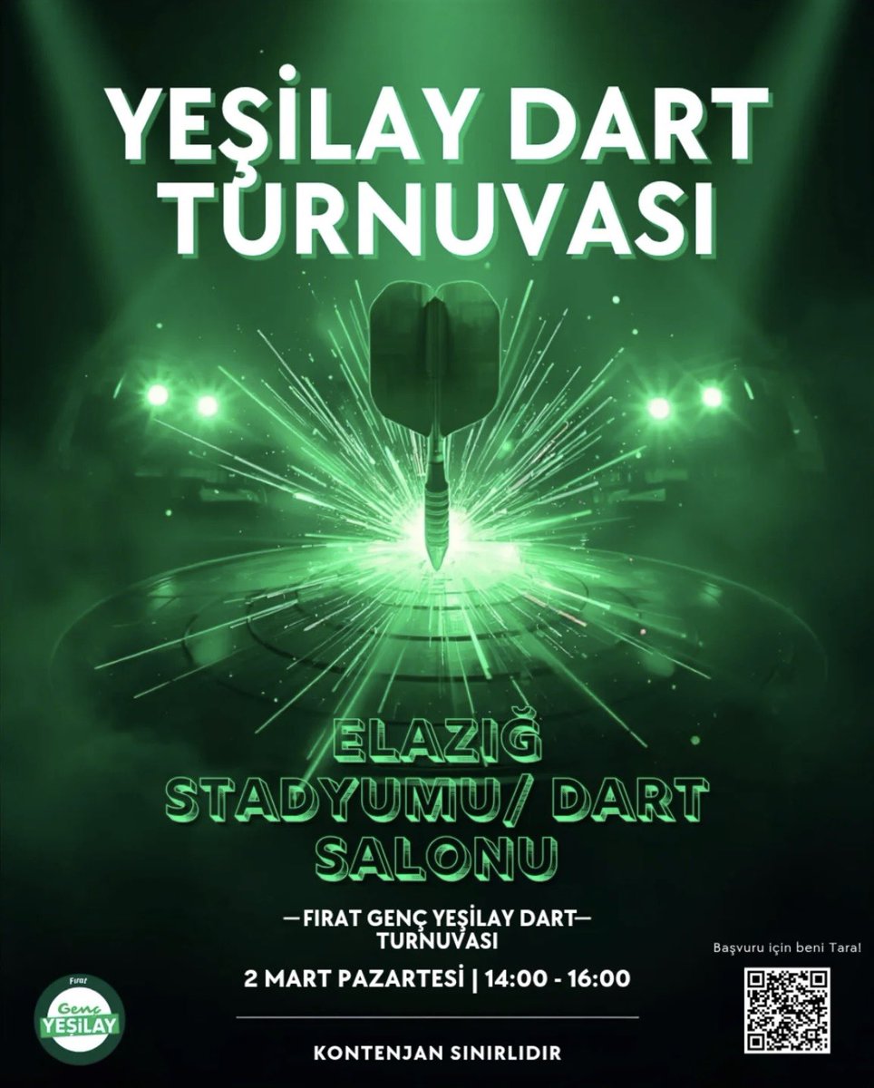 #DartHerYerde Elazığ Yeşilay Dart Turnuvası…

1–7 Yeşilay Haftası kapsamında düzenleyeceğimiz Dart Turnuvası,
📅 2 Mart Pazartesi
🕑 Saat 14.00’te gerçekleştirilecektir.

Eğlence, rekabet ve farkındalığın bir araya geldiği turnuvamıza tüm sporcularımız davetlidir 💚

Sağlıklı