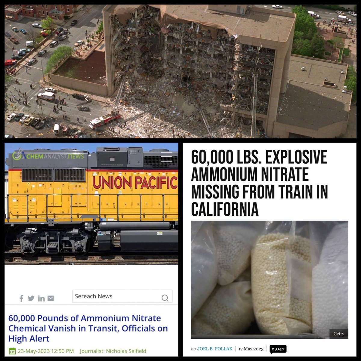 ------------------------
‼️REMEMBER #1‼️ 
------------------------

👉🏼 FACT: the 1995 Oklahoma City bombing used roughly 4,000-5,000 Ib of Ammonium Nitrate-based explosive (equivalent to 2-3 tons TNT) and destroyed much of the Alfred P. Murrah Federal Building, killing 168