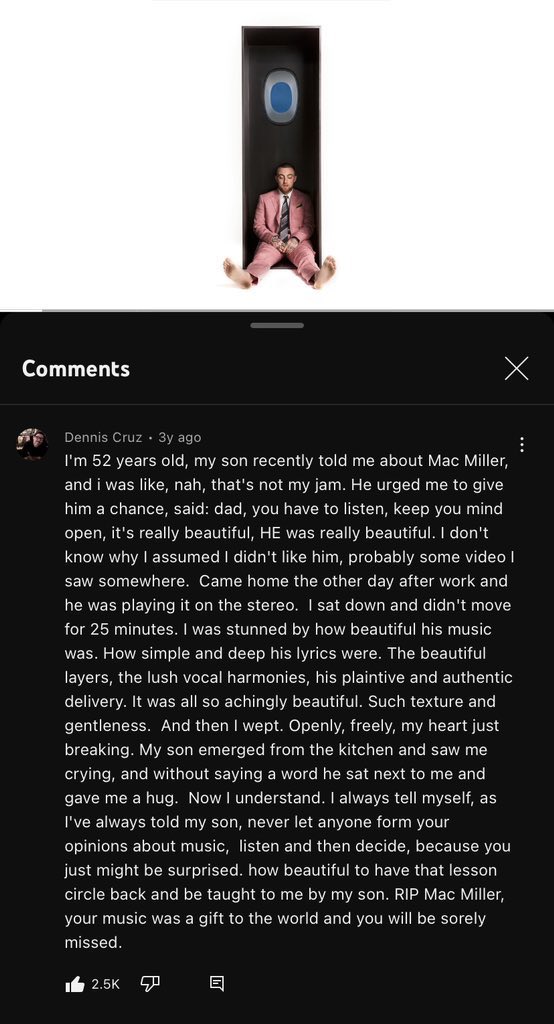 A YouTube comment in Mac Miller’s song “Perfecto”🥲