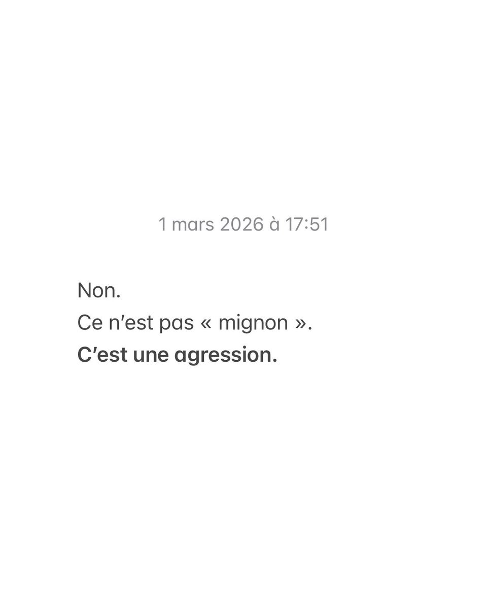 🧶 Non.
Ce n’est pas « mignon ».
C’est une agression. 

1/8