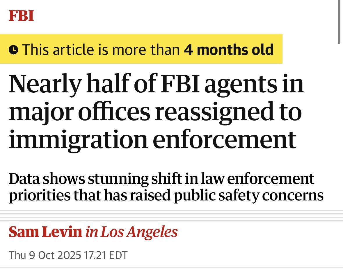 Trump diverted FBI counterterrorism agents to rounding up random migrants.