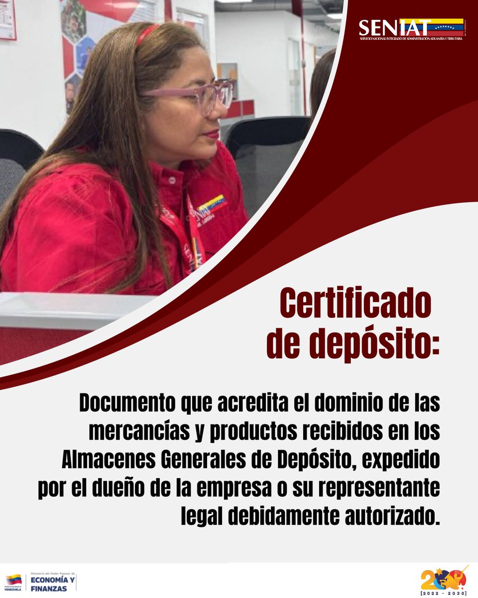 El Certificado de Depósito no es solo un papel; es el documento que garantiza la propiedad de tu mercancía mientras se encuentra en almacenes autorizados. 🇻🇪❤️

#Seniat #Venezuela