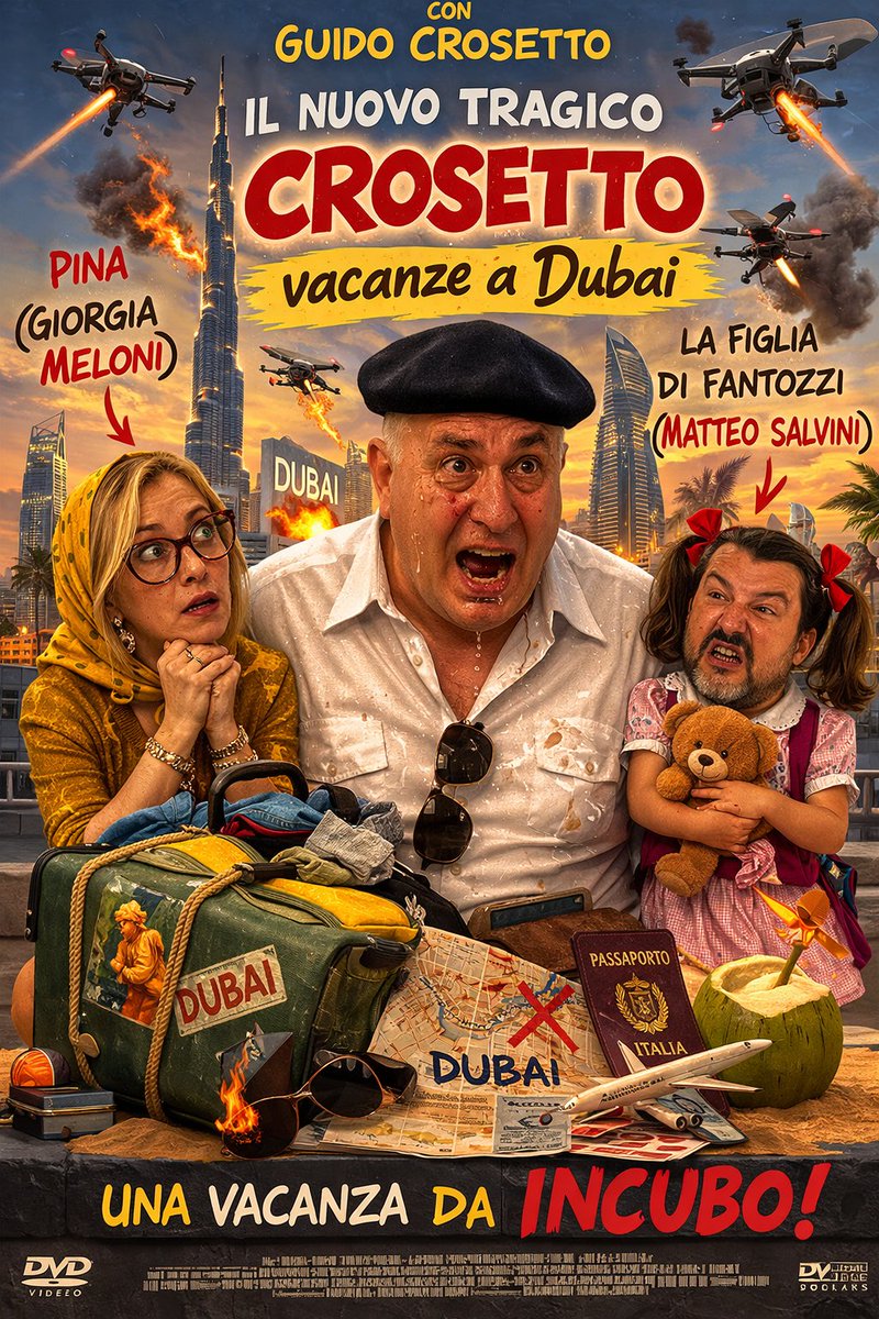 Fgmistic_'s tweet photo. #Satira #Parodia #Satire #Parody #MemeItalia #PoliticalMeme #ComicitàItaliana #ItalianPolitics #FantozziVibes #MoviePoster #FilmParodia #ComedyFilm #Meloni #Salvini #Crosetto #Dubai #Viral #TrendingNow https://t.co/QoEyQQ0Lg7