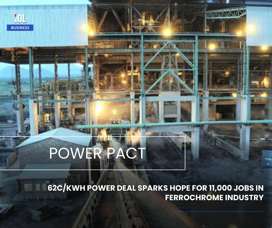 IOL's tweet photo. Eskom has pledged to explore viable pathways for distressed industries after Glencore‑Merafe and Samancor secured a 62c/kWh tariff.
#Eskom #Ferrochrome #Jobs #EnergyDeal
Read on https://t.co/AHtcO9TPkJ https://t.co/qk1p0uxspU