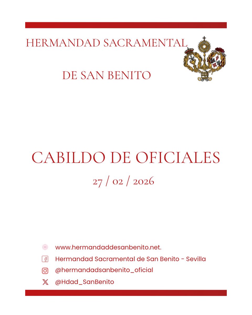 Hdad_SanBenito's tweet photo. 🟣⚪️ 𝐉𝐔𝐍𝐓𝐀 𝐃𝐄 𝐆𝐎𝐁𝐈𝐄𝐑𝐍𝐎 | 𝐂𝐚𝐛𝐢𝐥𝐝𝐨 𝐝𝐞 𝐎𝐟𝐢𝐜𝐢𝐚𝐥𝐞𝐬. 

Acuerdo adoptado por la Junta de Gobierno en el Cabildo de Oficiales celebrado el viernes, día 27 de febrero de 2026. 

🔗 Consulta a detalle este proyecto: https://t.co/8oSR9JBwY0

#SanBenito26 https://t.co/9m3QxXYH5P
