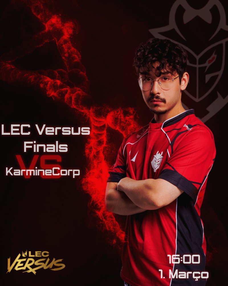 Hoje é dia de guerra!!!! Finais LEC versus contra KC! Sabemos que vão dar tudo para mais um troféu e pela representação europeia no primeiro torneio internacional. VAMOS! #LEC #G2WIN #G2Army