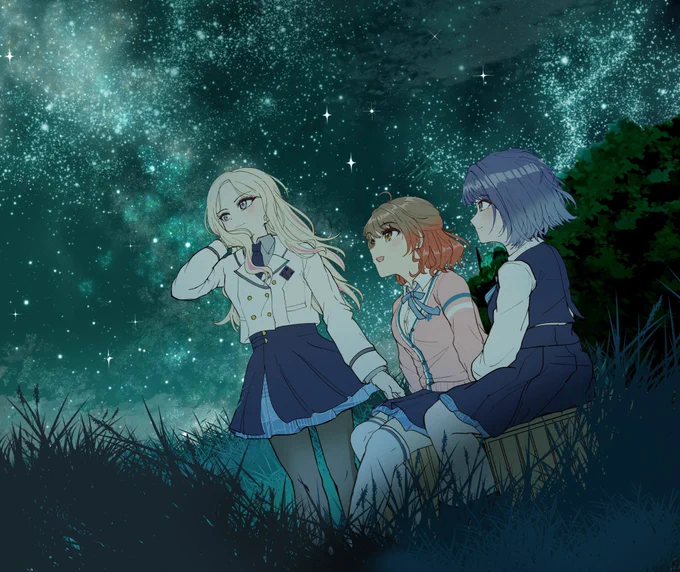今夜 あの空で合流して 朝が満たすまでそれぞれの星を探そう…
