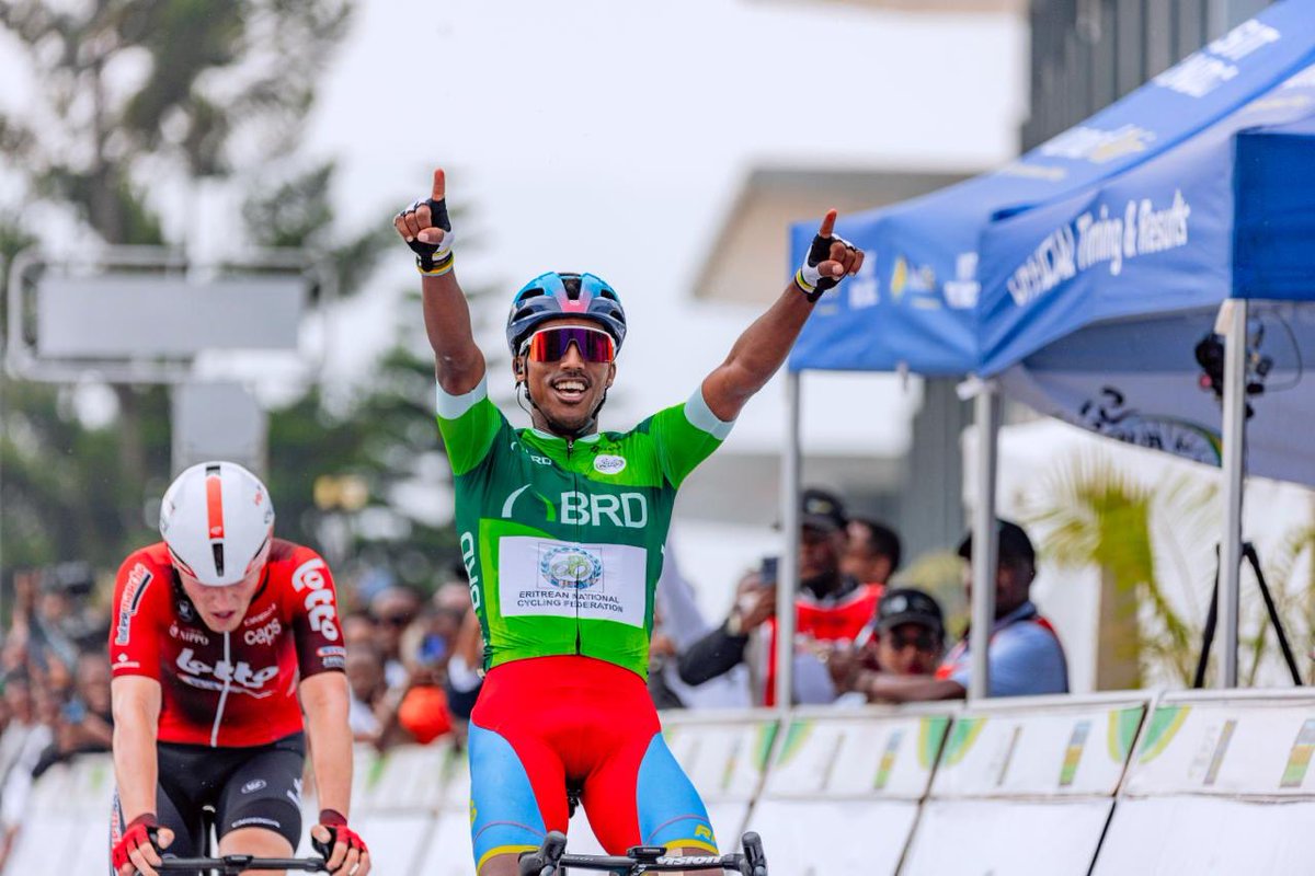 Hagerawnet's tweet photo. Wooo! 🎉 Congratulations!
Henok Mulubrhan wins the final stage of the Tour du Rwanda 2026! 🚴‍♂️🔥

What a breathtaking finish! Power. Passion. Pride. He fought to the very last meter and delivered a true champion’s performance! 👏🔥

#Eritrea stands tall today! 🇪🇷✨@henokmulubrhan https://t.co/U8QXHOZFMS