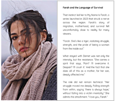 Con el estreno de #AdımFarah, hace tres años, conocimos a Farah, incansable luchadora y con gran fuerza interior para proteger a su hijo enfermo. El personaje, al que da vida #DemetÖzdemir, es uno de sus preferidos, como ha confesado en la entrevista concedida a "MADAME Arabia".