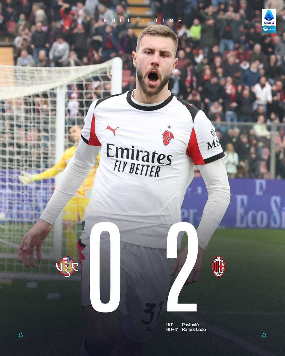 SerieA's tweet photo. Il @acmilan vince a Cremona! ❤️🖤✅

#CremoneseMilan https://t.co/us1bfFYKB2