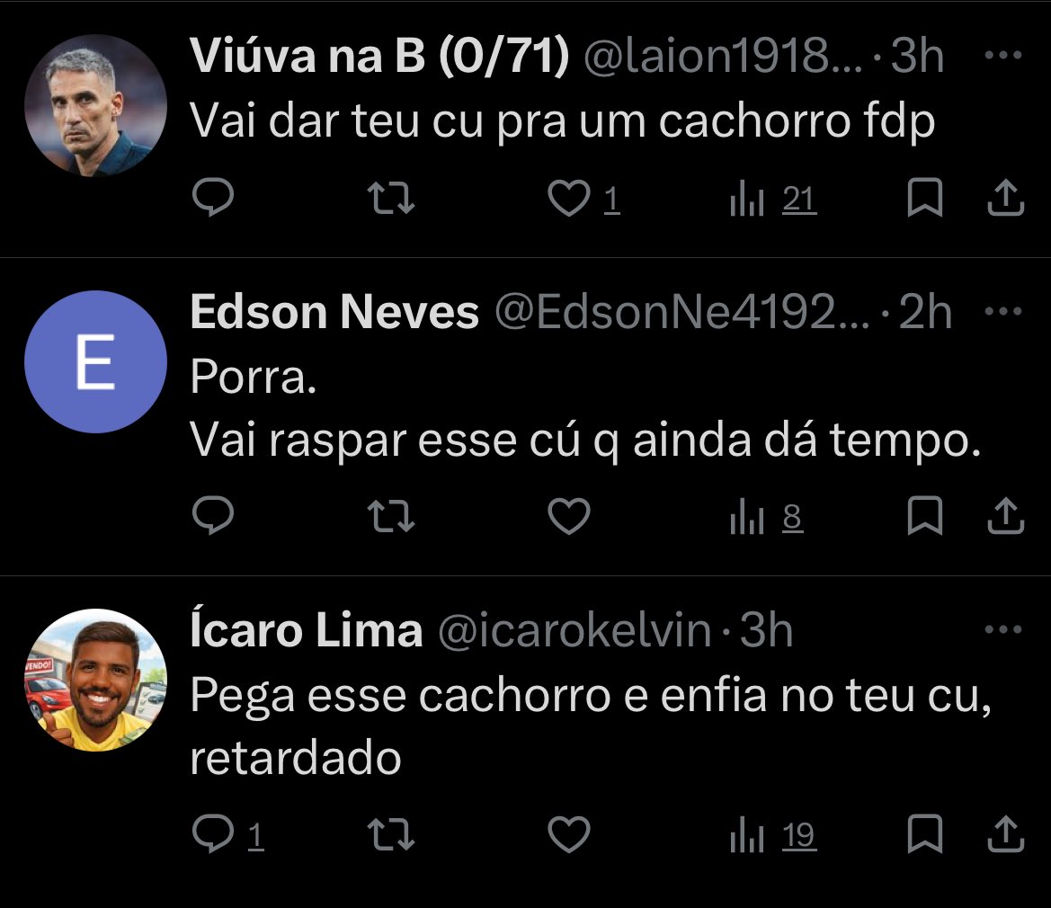 Perfis que comentaram a minha postagem sobre o orelha. Mandem mensagens de amor para eles pois me parece que eles odeiam os animais