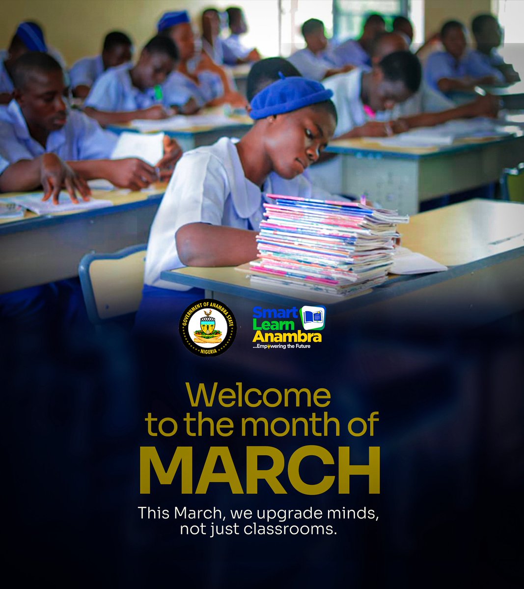 SmartLearnAnam's tweet photo. A new month, a fresh start for learning in Anambra. This March, Smart Schools continue shaping brighter futures, empowering students and teachers with modern tools and interactive lessons.
#SmartLearnAnambra #NewMonth #AnambraSmartSchools https://t.co/rL2Hh3UcxU