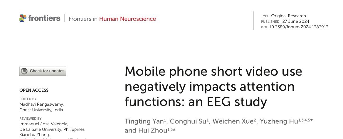📱🧠 Los vídeos cortos están reduciendo tu capacidad de atención

Un estudio con EEG mostró que las personas con mayor consumo de vídeos cortos presentaban:

⚠️ ~40% menos actividad cerebral relacionada con el control atencional
⚠️ ~32% peor autocontrol

Más reels, shorts o
