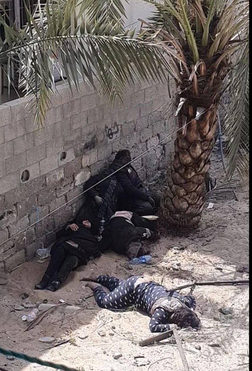 🚨 An entire family in central Gaza, on Al-Wahda Street, was executed one by one by Israeli forces — including an elderly woman who begged for her life but was killed in her wheelchair.

-Date of the crime: March 31, 2024.