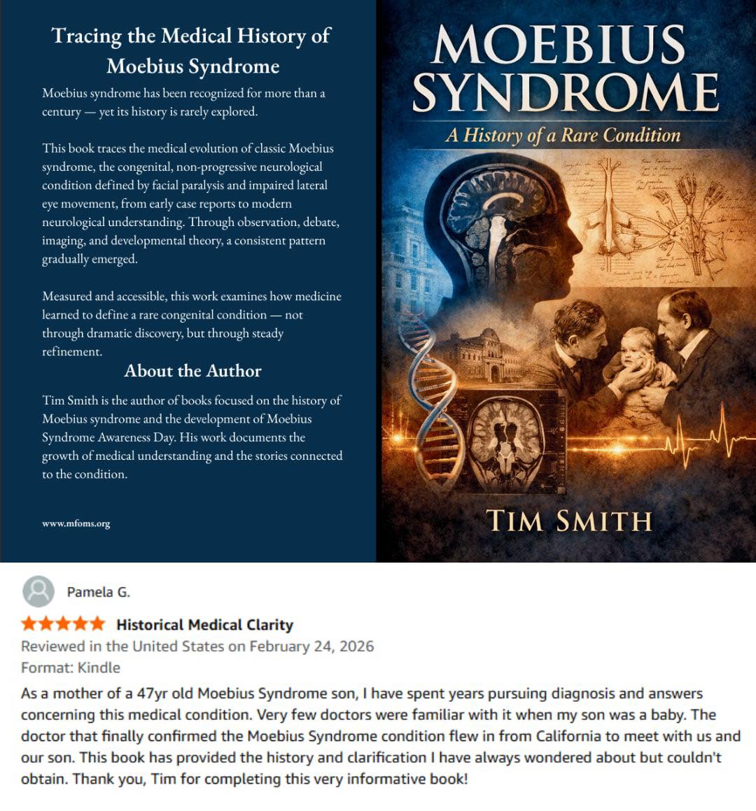 team_moebius's tweet photo. Now available in paperback ($8.99):
Moebius Syndrome: A History of a Rare Condition

A historical look at how physicians defined, debated, and refined understanding of Moebius syndrome over more than a century.
https://t.co/NXku6qfpHQ https://t.co/VmXmSPW8uU