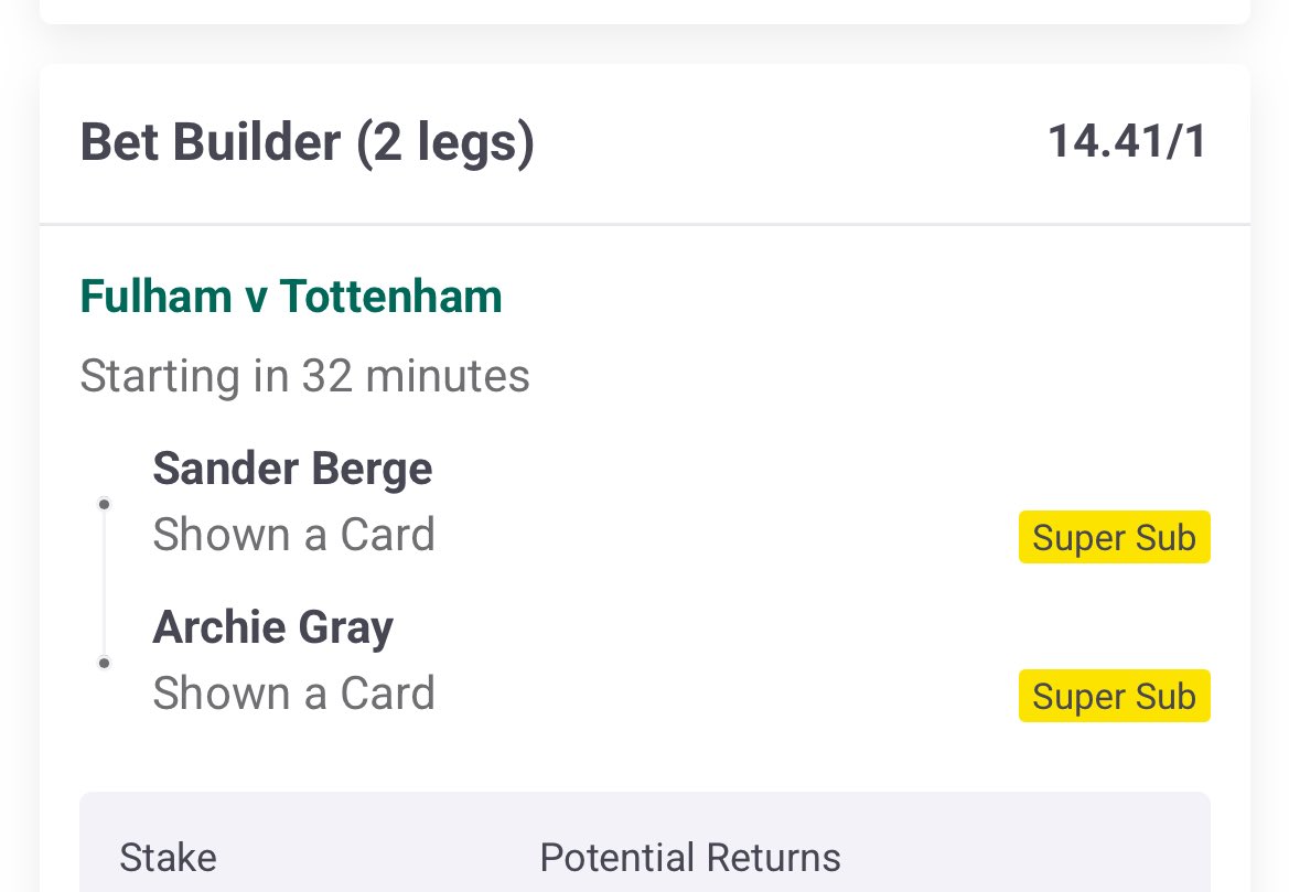 Yellowcardtips's tweet photo. 🚨🔥 PREM PLAYS LOADED 🔥🚨

⚪⚫ Fulham vs Tottenham ⚪🔵

➡️ 14/1 DOUBLE 💥💥
Tasty price in a London clash 👀

➡️ 10/1 PREMIER LEAGUE ACCA 📈🔥

Stake responsibly 💸

#bettingtwitter #gamblingtwitter #footballtwitter
#ukbetting #ukpunters #sportsbetting
#fulham #ffc #spurs https://t.co/YPWikwDCVC