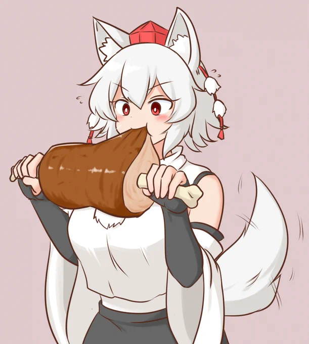 リクエストで描きました マンガ肉を食べる椛ちゃん