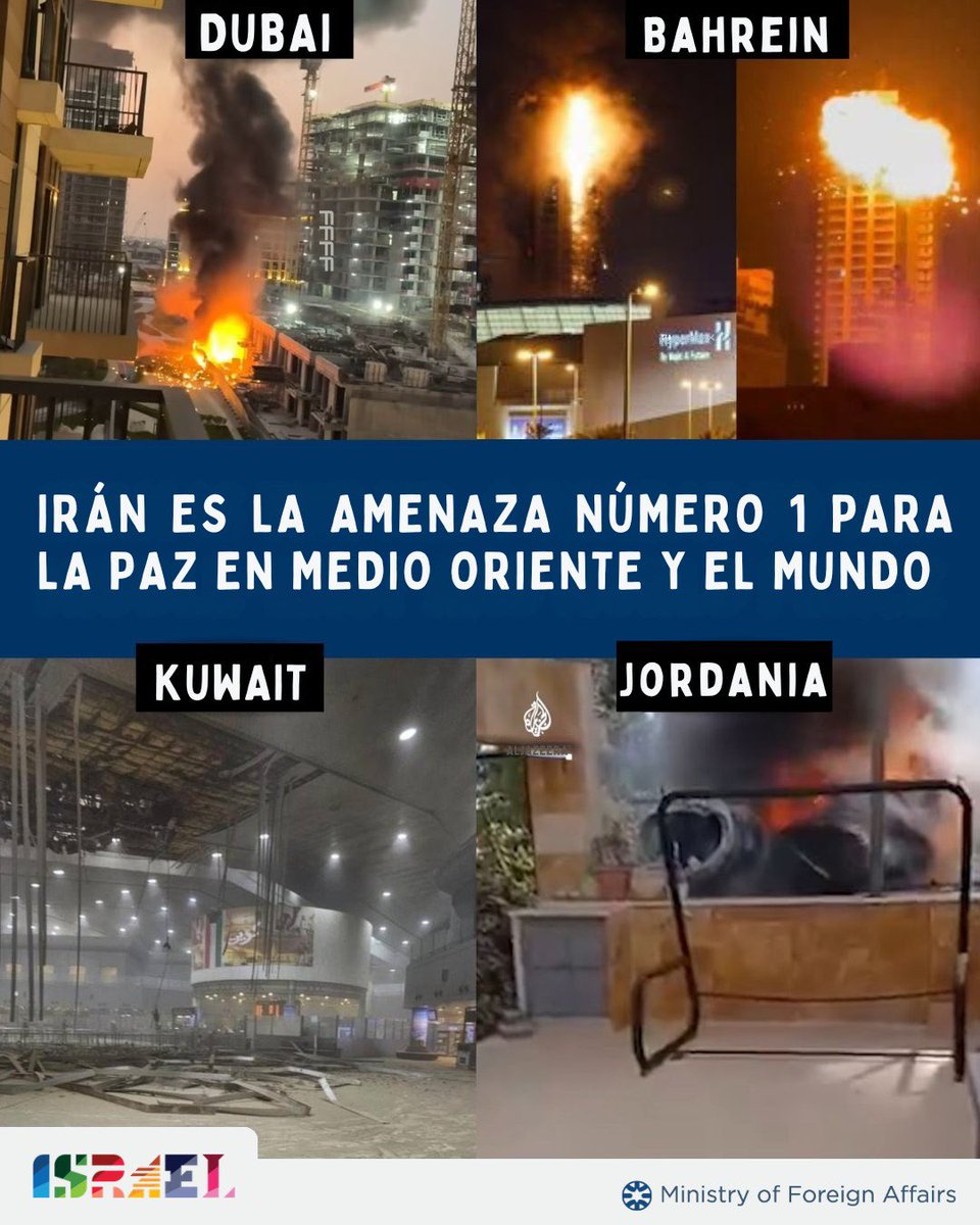 IsraelinPanama's tweet photo. Irán es la amenaza número 1 para Medio Oriente y la paz mundial.

Ayer, 28 de febrero, Irán atacó deliberadamente objetivos civiles en sus países vecinos. https://t.co/zXTwHc6aqI