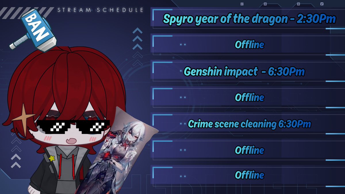 XDRetrogaming's tweet photo. Weekly stream schedule 2nd - 6th March

Knocking out spyro 3 on Mon
More genshin content Wed
Fri We're cleaning up crime scenes

https://t.co/W3QJY0NrWl

#StreamSchedule #Streaming #Vtuber #Twitch #LiveContent https://t.co/3veKrjdGzn