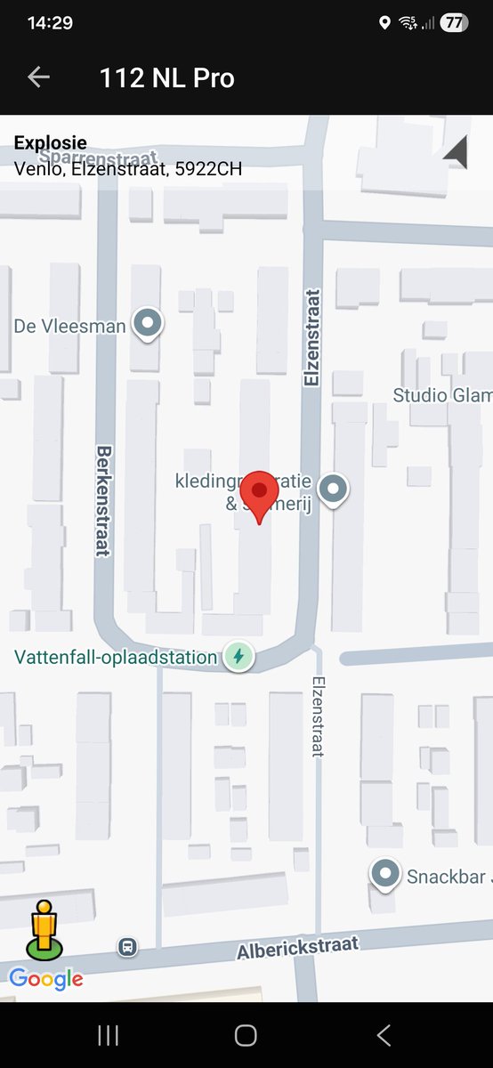 112 melding Explosie in Venlo op Elzenstraat