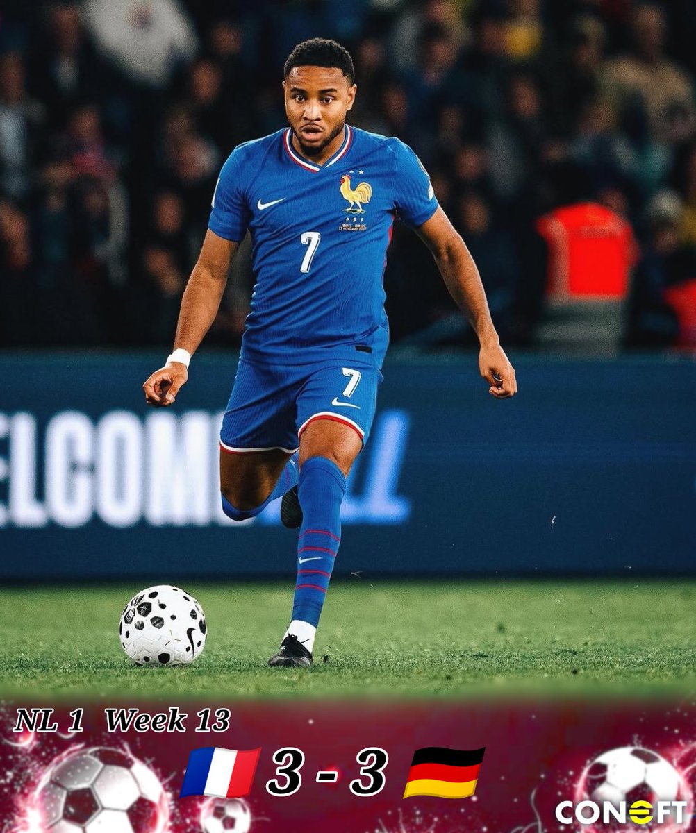 Coneft_News's tweet photo. #CONEFT シーズン3

NL１【Week１３】🇫🇷vs🇩🇪
ホームで迎えた試合は打ち合いに！
フランス代表 #クリストフェル・エンクンク と、ドイツ代表のレウェリングが互いに1G1Aを記録するも勝敗は付かず... https://t.co/i5mfaQU9FK