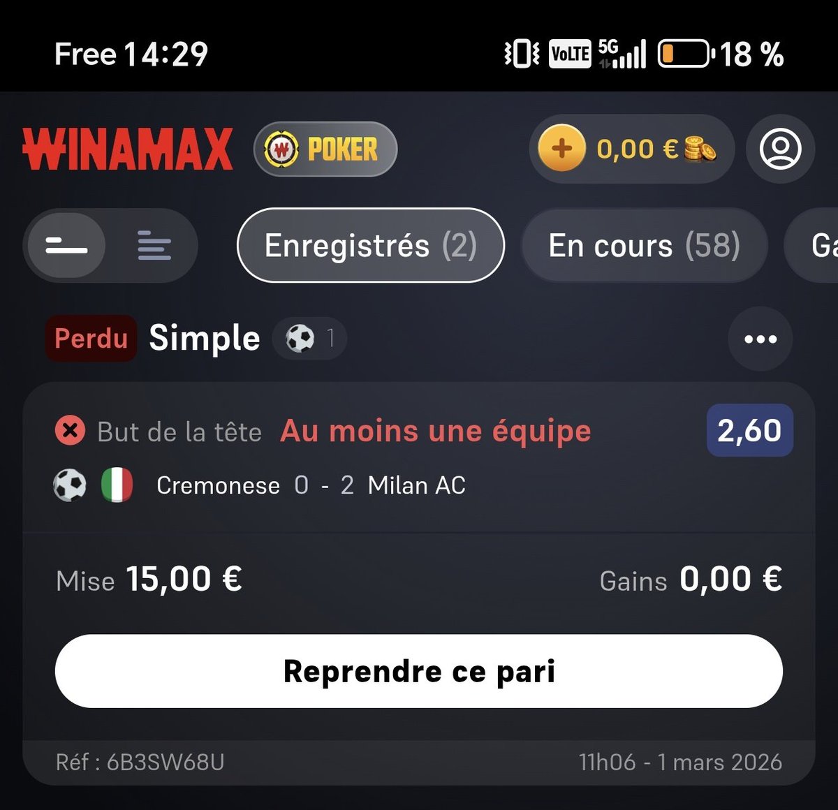 pedro59mtz's tweet photo. Bonjour @WinamaxSport puis je avoir des explications sur le pari pari perdant  ? @Papa_rieur https://t.co/o8UAEYmzet