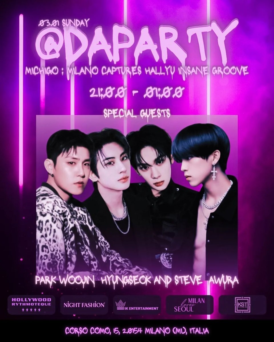 [260301 | SUN] Schedule 

🗓️ MILAN LOVE SEOUL - DAPARTY (#STEVE &amp; #HYUNGSEOK)
⏰ 9PM~1AM CET (3.2 - 5AM~9AM KST)

#스티브 #형석
#YOUNITE #유나이트 #ユナイト
