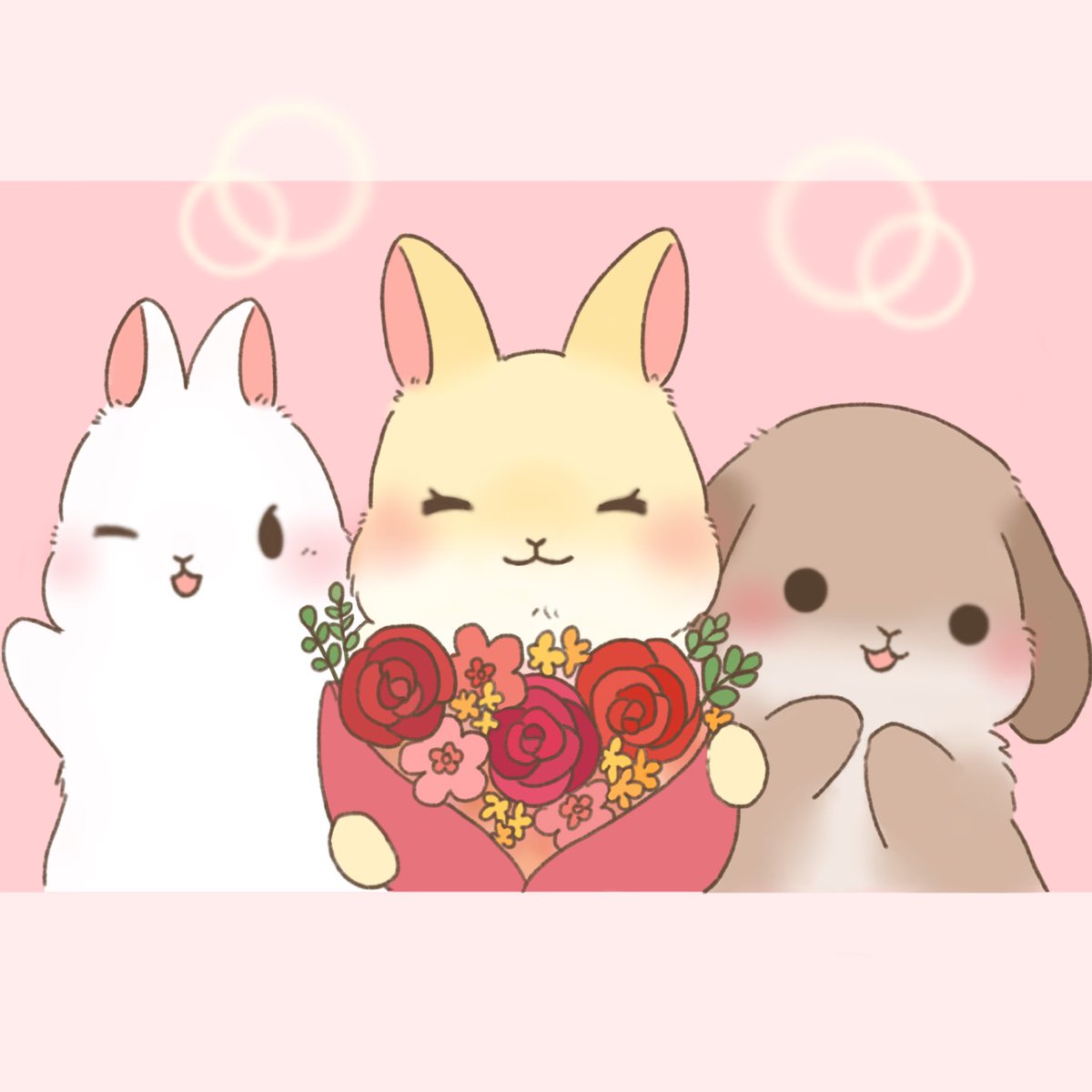 いつもイラストを描いてくださっているひよこもちさんが最近お子さんを出産されたので、うさぎたちからお祝いを伝えさせていただきます！🐇

#うさぎ #二拠点生活 #2拠点生活 #うさぎと暮らす #うさぎのいる生活 #うさぎイラスト #ほんわかイラスト #rabbit #bunny