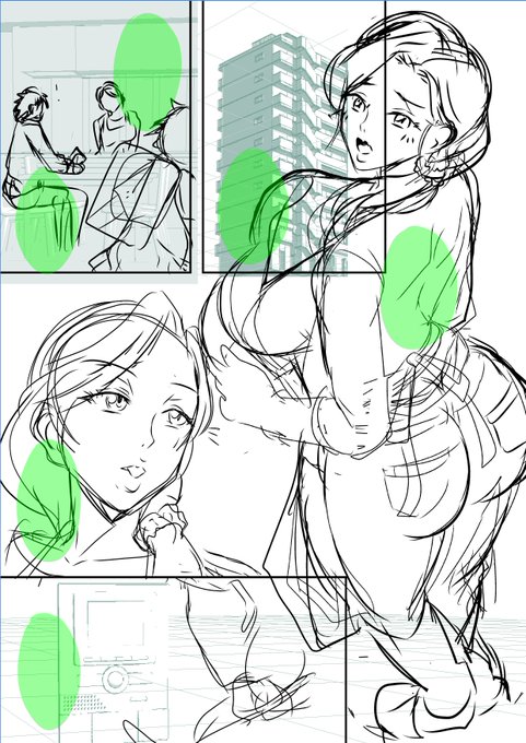 漫画の下描きを始める 