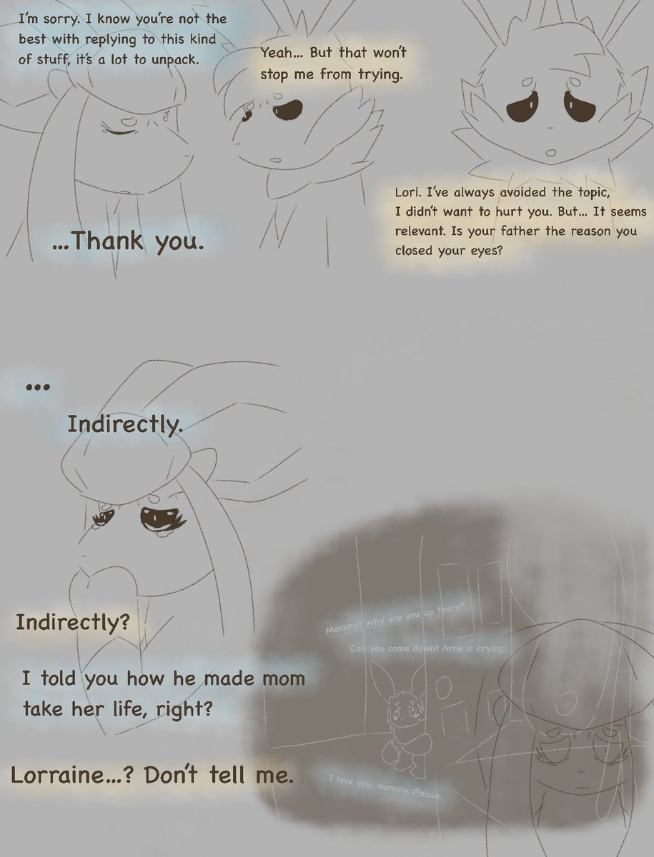 twoo: those decorative eyes - pages 1 - 4
(content warning for page 4, imagery of implied suicide)
#Jolteon #glaceon