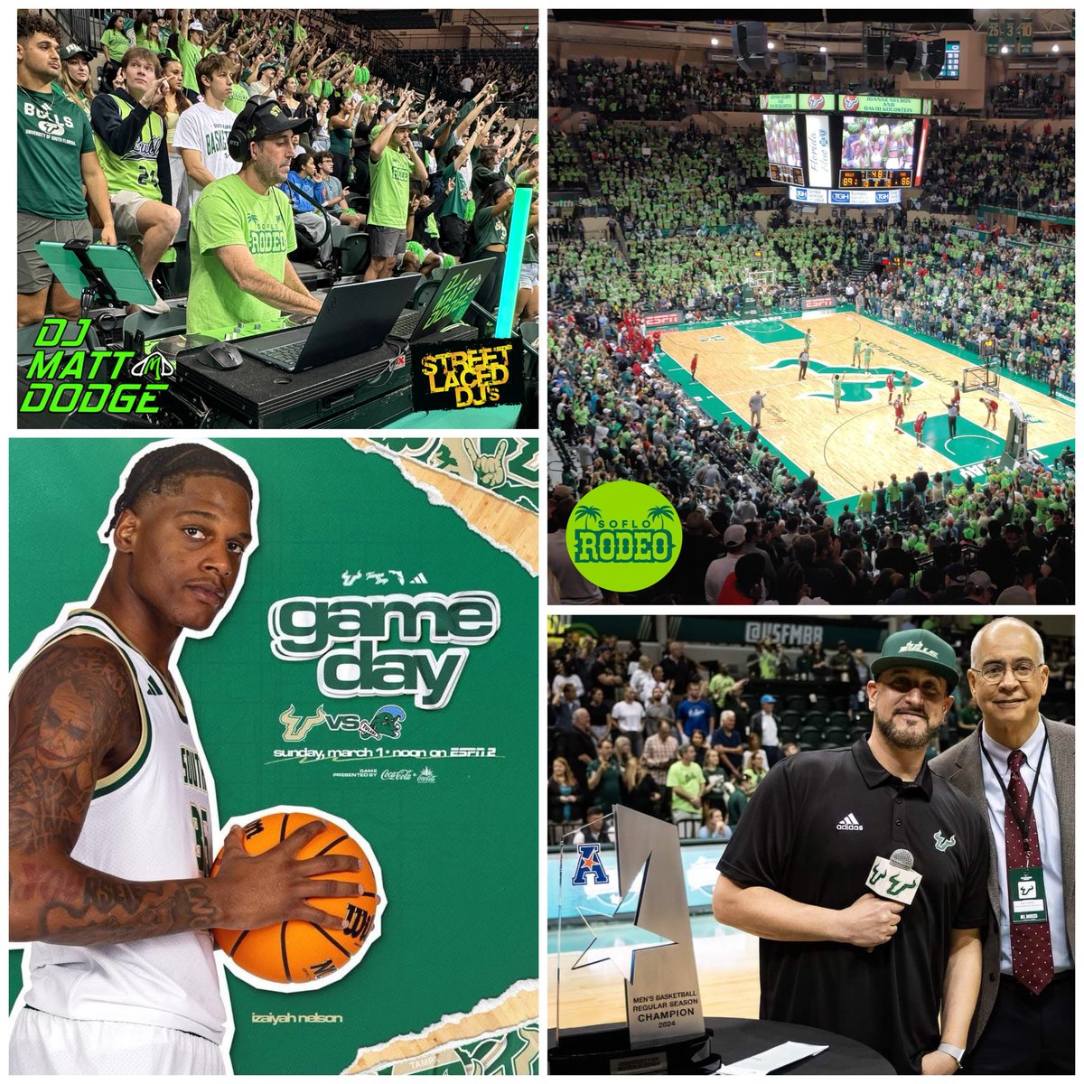 Horns🤘🏽Up, #BullsNation! 
It’s #GameDay!
Can’t wait to see YOU today alongside the <a href="/soflorodeo/">SoFlo Rodeo</a> (Beach🏖️Theme!) for what could be a MONUMENTAL  <a href="/USFMBB/">USF Men's Basketball</a> matchup: 
#ChampionshipSunday🏆 
The Trophy Is In The House!
The Bulls TODAY can clinch their share of their second