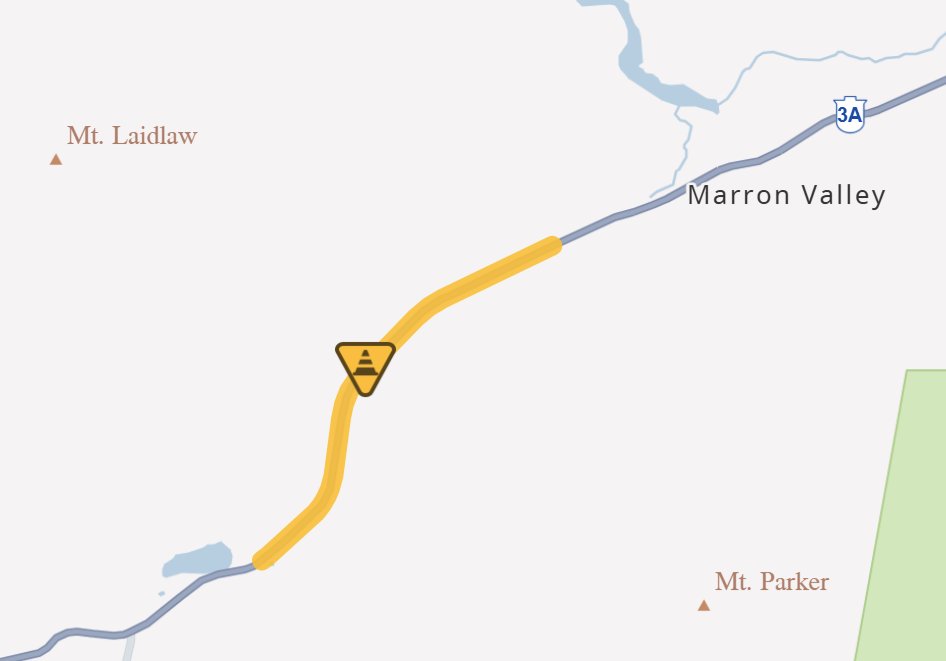 DriveBC's tweet photo. ⚠️#BCHwy3A - Vehicle fire west of #KaledenBC has an eastbound lane closure in effect. Watch for traffic control. #Okanagan
ℹ️For more info: https://t.co/sBatEPrKzb https://t.co/raNwmrrmZm