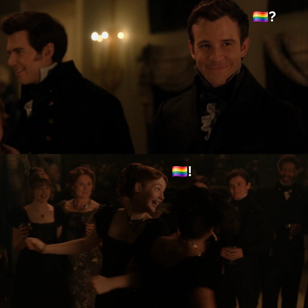 o benedict olhando todo bobo pra franchaela dançando e a francesca devolvendo o olhar pra ele com esse sorrisão. o luke e a hannah sabiam exatamente o que estavam fazendo nessa cena.