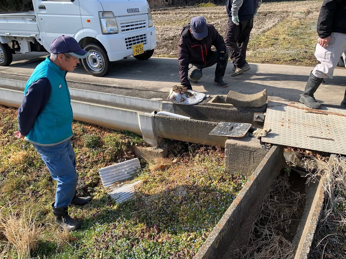 oodairahnw's tweet photo. 年度末を迎え���地区内の点検を行いました。水路の老朽化が進み補修では無く、更新しなければならない箇所が多数あります。
ビオトープは昨年の大雨で取水口が破損して埋まってしまい水が入らなくなってしまいました。取水口の応急復旧をして、ビオトープの土砂を上げました。 https://t.co/KFoqh6OnDJ