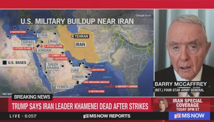 Irandiasporaa's tweet image. 'Unlikely, Unlikely, Unlikely': MS NOW's Barry McCaffrey Predicts Failure In Iran dlvr.it/TRDQdg #Iran #BarryMcCaffrey #MSNBC #OptimistInternational #GlobalPolitics