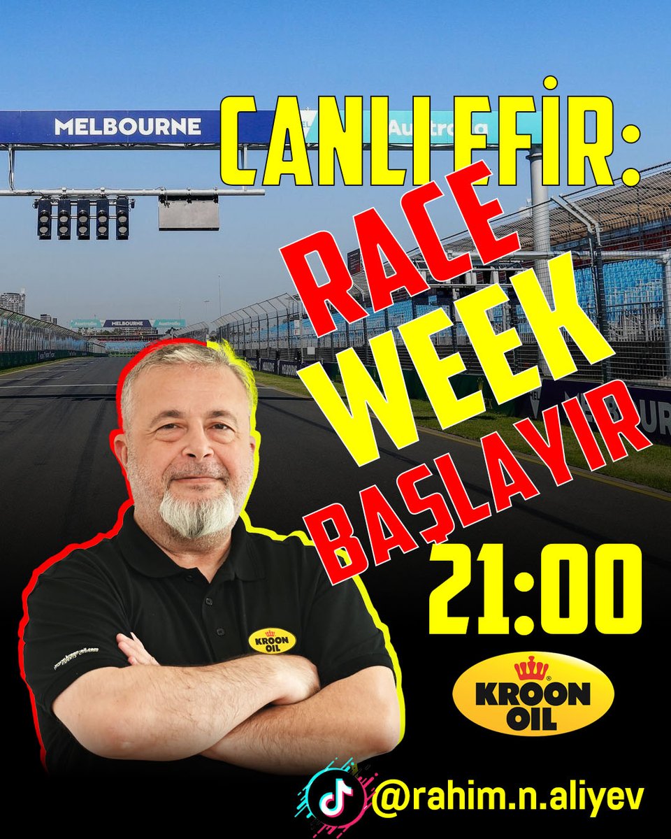 RahimNAliyev's tweet photo. Dostlar, artıq sabahdan RACE WEEK başlayır - həftəsonu ərəfəsində son xəbərləri müzakirə etmək üçün bu gün axşam saat 21:00-da TikTok kanalımızda CANLI yayıma toplaşırıq.
 
Müzakirədən sonra sizin sualları cavablayacağam, inşəAllah...
 
 #f1 #formula1 #f1az #f1aze #Motorsport https://t.co/T0LKzP0b9G