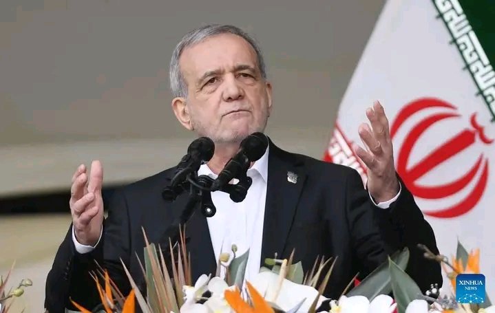 MarwanPoi10's tweet photo. Iran's President Masoud Pezeshkian calls Khamenei's killing in US-Israeli strikes a "declaration of war against Muslims",  vows revenge as a legitimate duty.

#Khamenei  #Iran  #Dubai #Tehran  #Pezeshkian https://t.co/yMkRTguem0