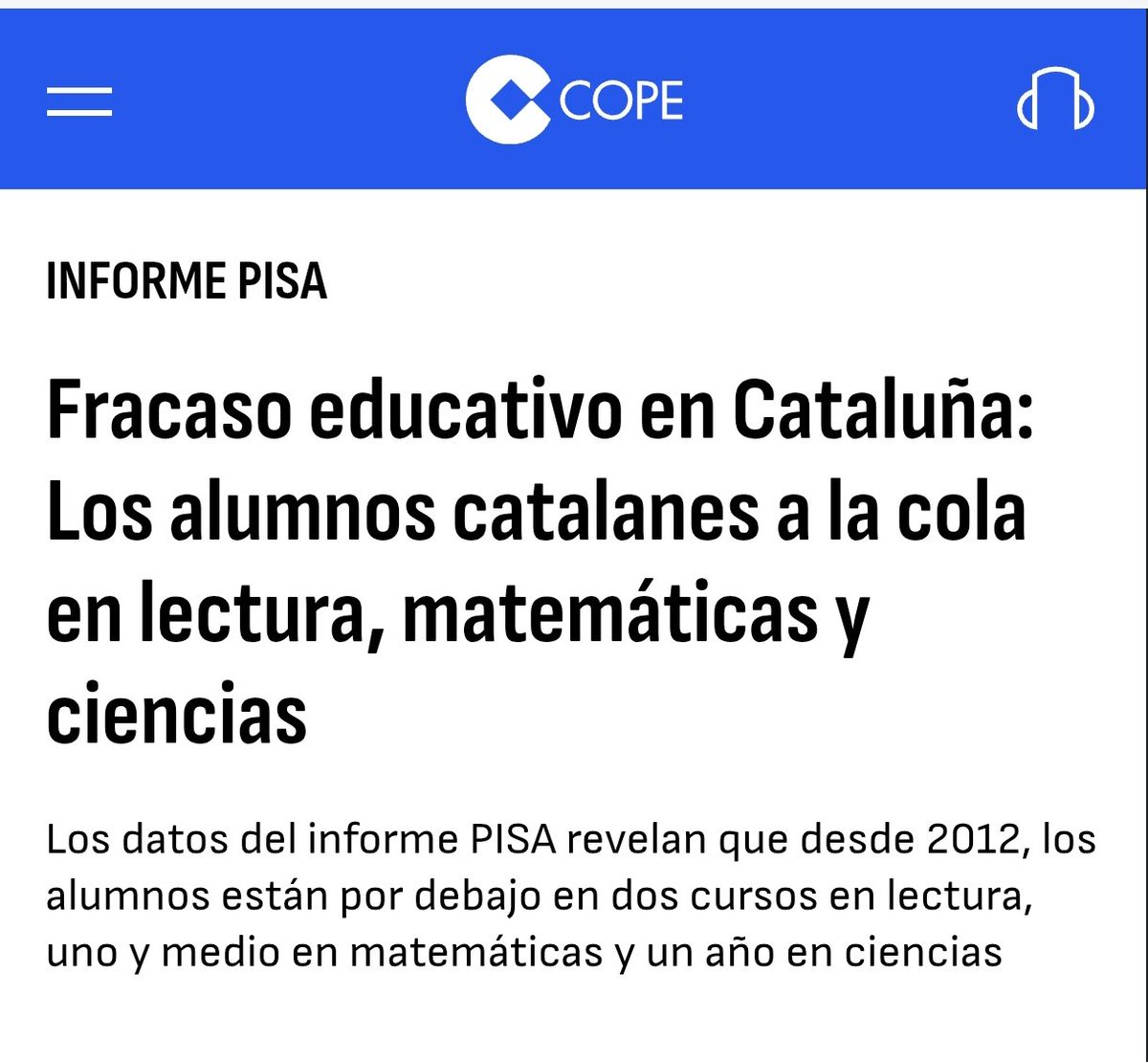 Que hi hagi més escàndol per perdre 3 dies de colònies que 2 ANYS en lectura, 1,5 ANYS en matemàtiques o 1 ANY en ciències, diu molt de la societat catalana i encara més de la visió que tenen els polítics del que ha de ser un sistema educatiu de qualitat.