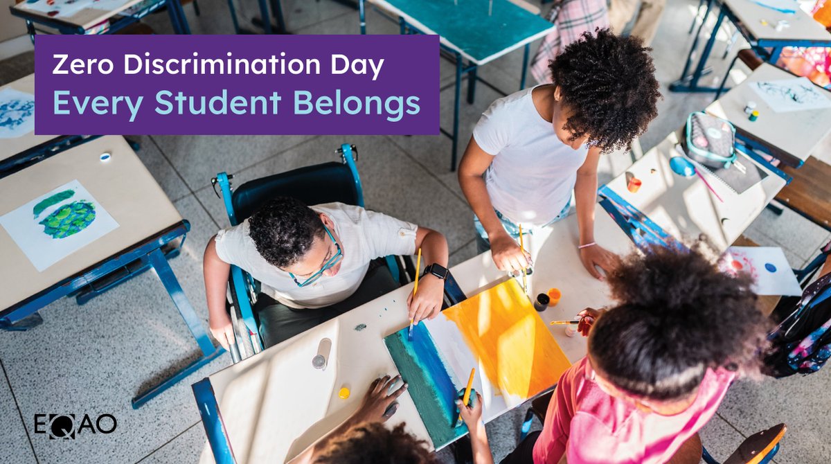 eqao's tweet image. #ZeroDiscriminationDay reminds us that every student deserves to learn in an environment of dignity, respect and belonging. 🌈💙 Together, schools can challenge bias and support equitable outcomes for all learners. ✏️📚 Learn more: unaids.org/en/zero-discri….  #EquityInEducation