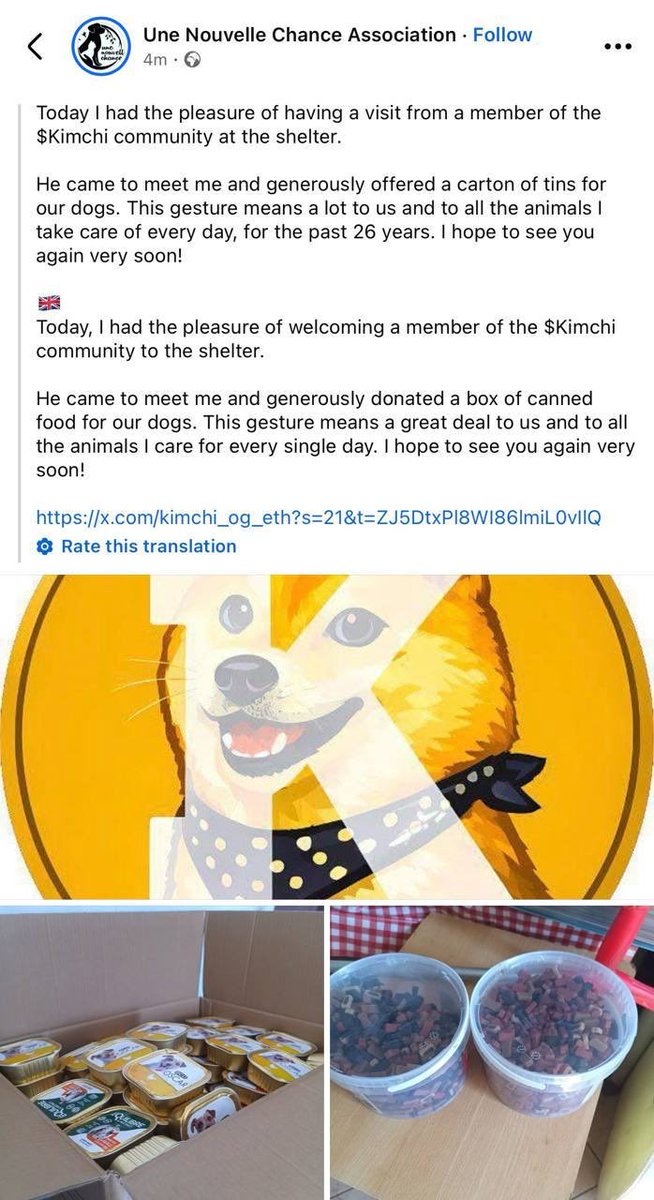 CryptoLaunchTM's tweet photo. The $KIMCHI community on ETH is becoming more united than ever, building relentlessly and laying the foundations for what could become the next Billion mcap project ( official New Doge mascott) 

Community members are already making donations to a dog shelter, ahead of organizing a larger fundraising campaign later on to support Jean-Pierre .

This is real proof of a long-term vision not just building a project, but building it with purpose, commitment, and a genuine charitable intention at its core. 🐾

0xfccd6fbca272b4cc11069402f4123b070b7838f9
