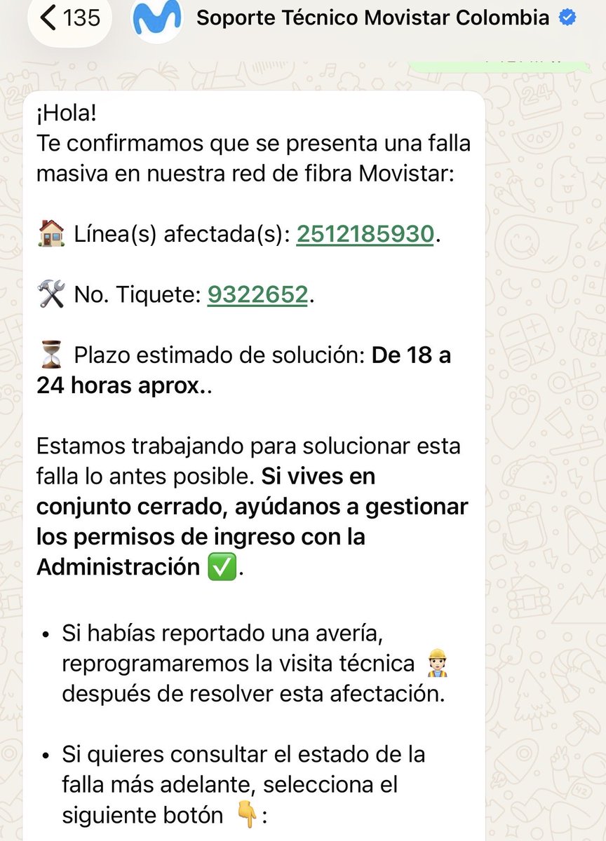rodrigomenp's tweet photo. @CamiloMalagonR @MovistarCo A mi  me pasa a mí y nadie responde. Llevo más de un día sin internet y validando en el sector si hay servicio sin problema @MovistarCo exigimos atención inmediata https://t.co/s25B2pNBpC