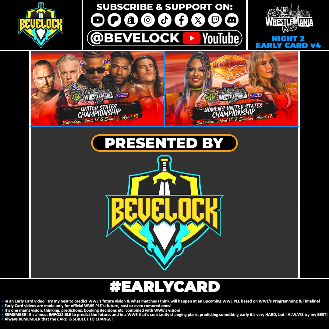 bevelock1's tweet photo. WWE WrestleMania 42 Early Card [v4]
Bevelock's early predictions are here!
#WWEWrestleMania #WrestleMania #EarlyCard #WWE #Bevelock https://t.co/8xGj3WS7WG